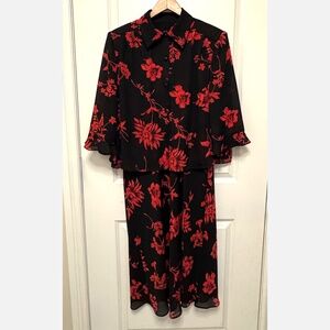 K Woman Modest Dress + Sheer Overlay Set (18 Plus Petite) Lined Occasion Travel